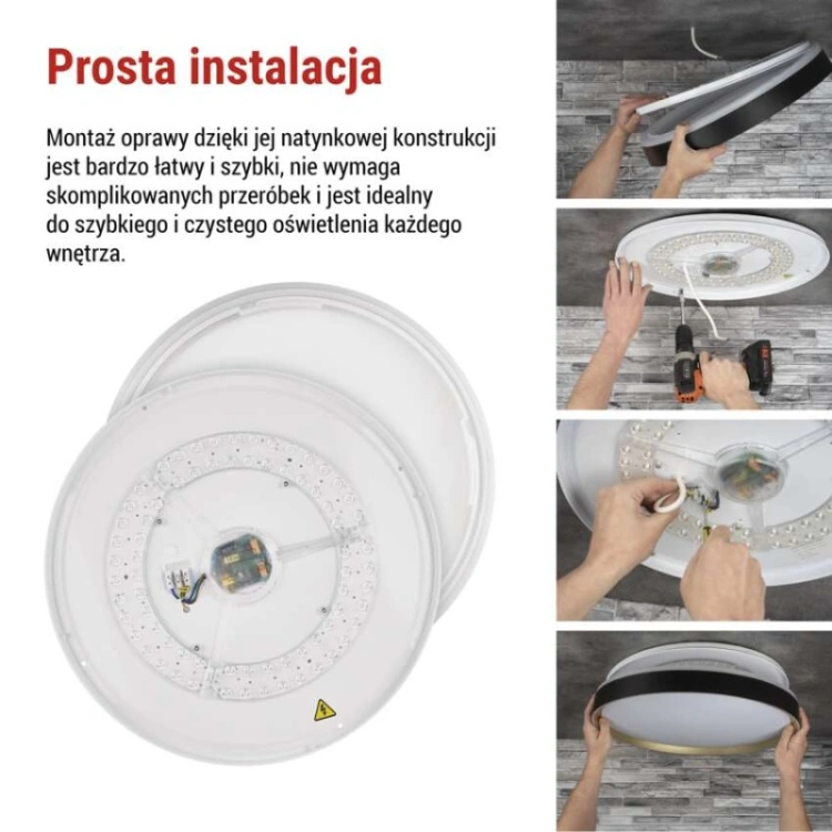 Oprawa LED nawierzchniowa ILVI, okrągła 45 W, regulacja jasności + CCT, czarna + szampan