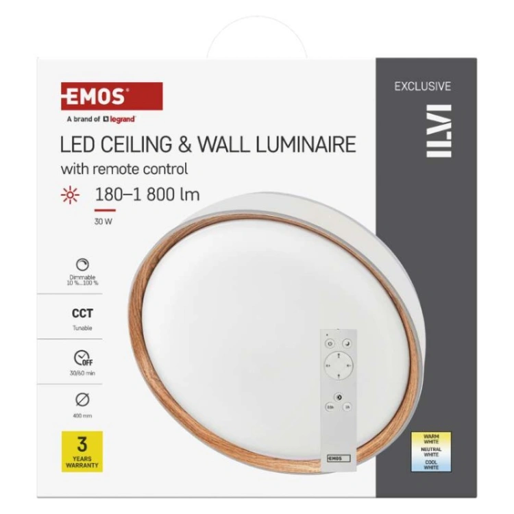 Oprawa LED nawierzchniowa ILVI, okrągła, 30 W, z funkcją ściemniania i zmianą CCT, biała