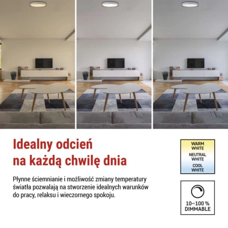 Oprawa LED nawierzchniowa ILVI, okrągła, 30 W, z funkcją ściemniania i zmianą CCT, biała