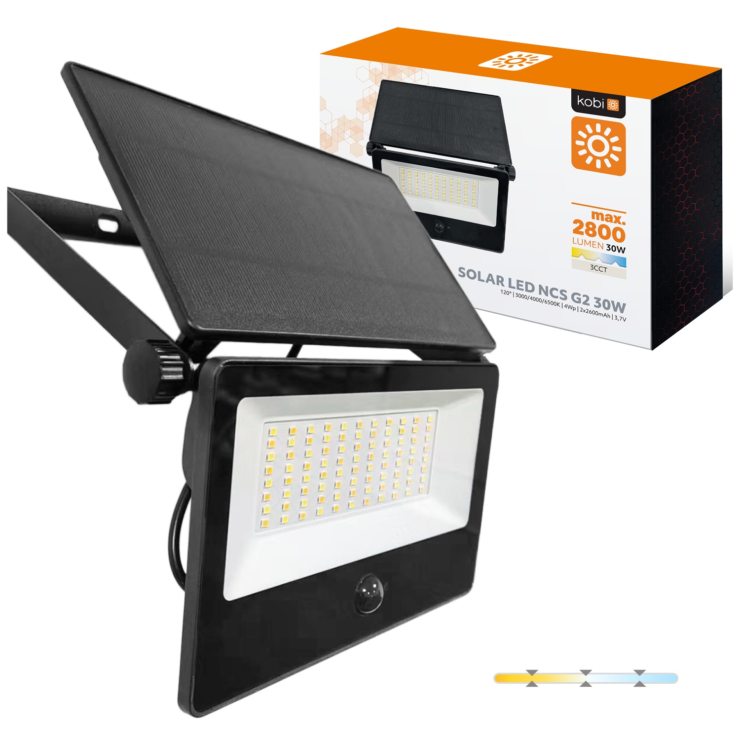 Naświetlacz solar LED NCS G2 30W  3CCT IP54 Kobi