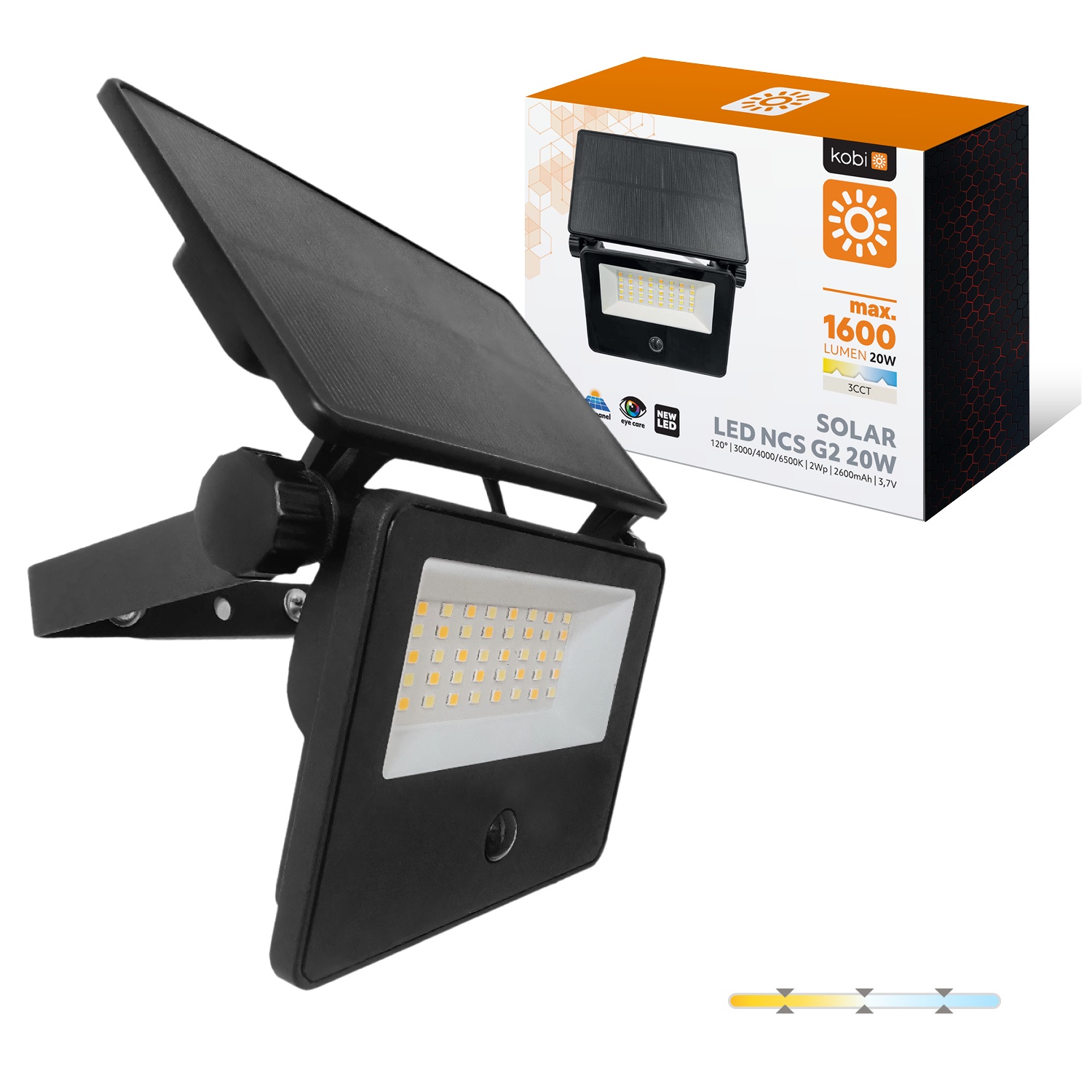 Naświetlacz solar LED NCS G2 20W 3CCT IP54 Kobi