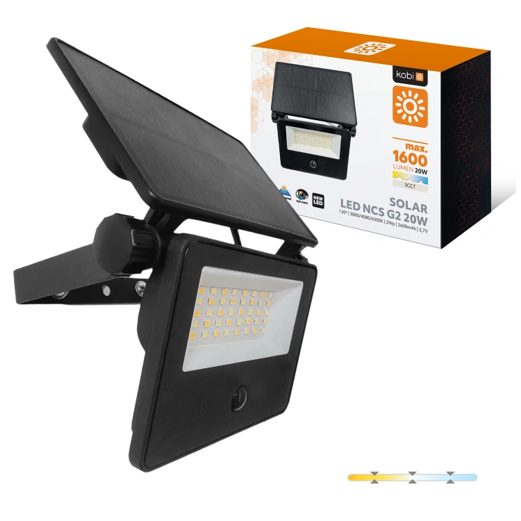 Naświetlacz solar LED NCS G2 20W 3CCT IP54 Kobi