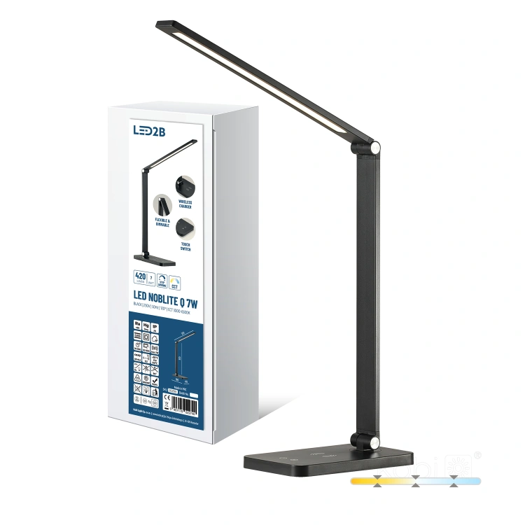 Lampka biurkowa NOBLITE Q 7W CCT czarna LED2B