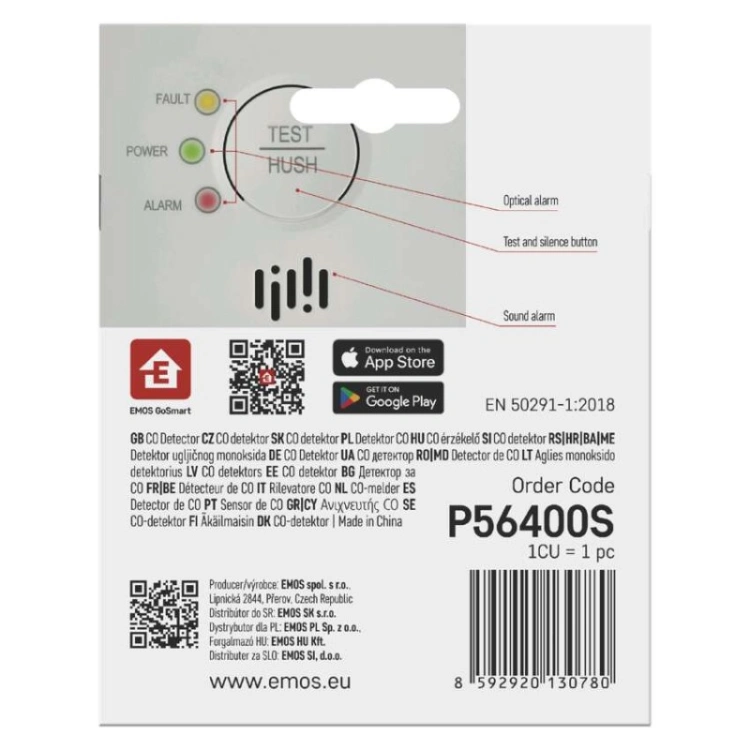 GoSmart detektor tlenku węgla TCS0101W z WiFi