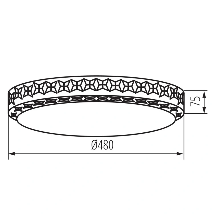 Wymiary plafonu Kanlux LUMKO LED Ø480x75mm