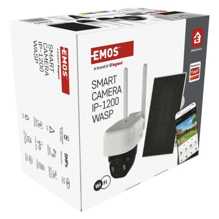 GoSmart Kamera zewnętrzna IP-1200 WASP z WiFi, akumulatorem i panelem solarnym