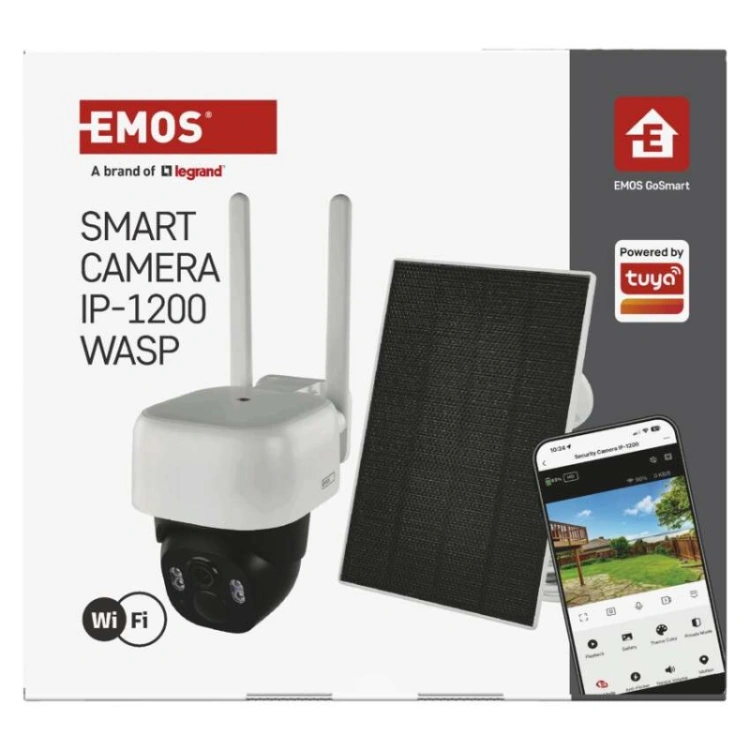 GoSmart Kamera zewnętrzna IP-1200 WASP z WiFi, akumulatorem i panelem solarnym