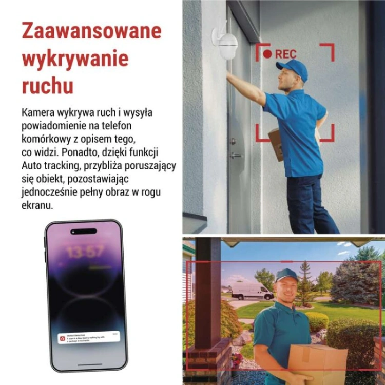 GoSmart Kamera zewnętrzna IP-1200 WASP z WiFi, akumulatorem i panelem solarnym