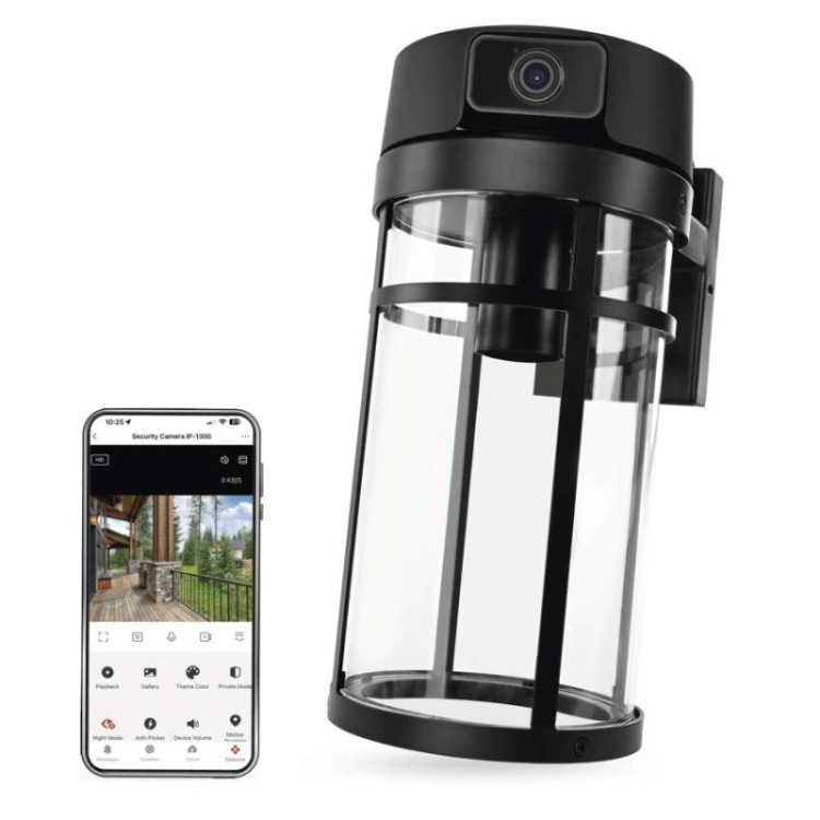 GoSmart Zewnętrzna kamera obrotowa IP-1300 LANTERN z WiFi i lampą, czarna