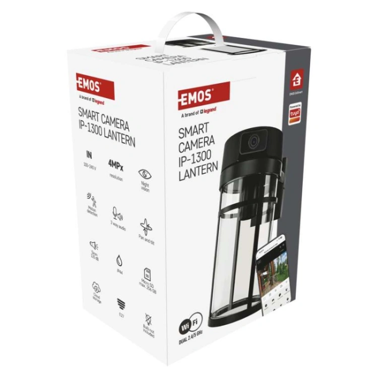 GoSmart Zewnętrzna kamera obrotowa IP-1300 LANTERN z WiFi i lampą, czarna