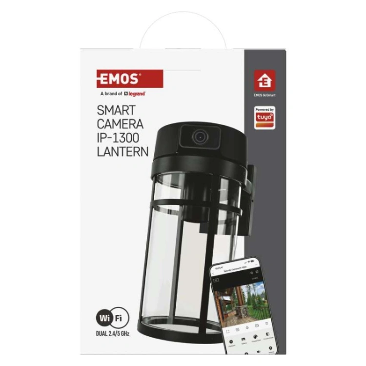 GoSmart Zewnętrzna kamera obrotowa IP-1300 LANTERN z WiFi i lampą, czarna