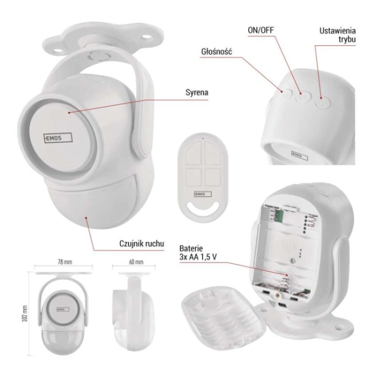 Alarm GoSmart IP‑126L GUARDIAN z czujnikiem ruchu, 6× czujników drzwi/okien, WiFi