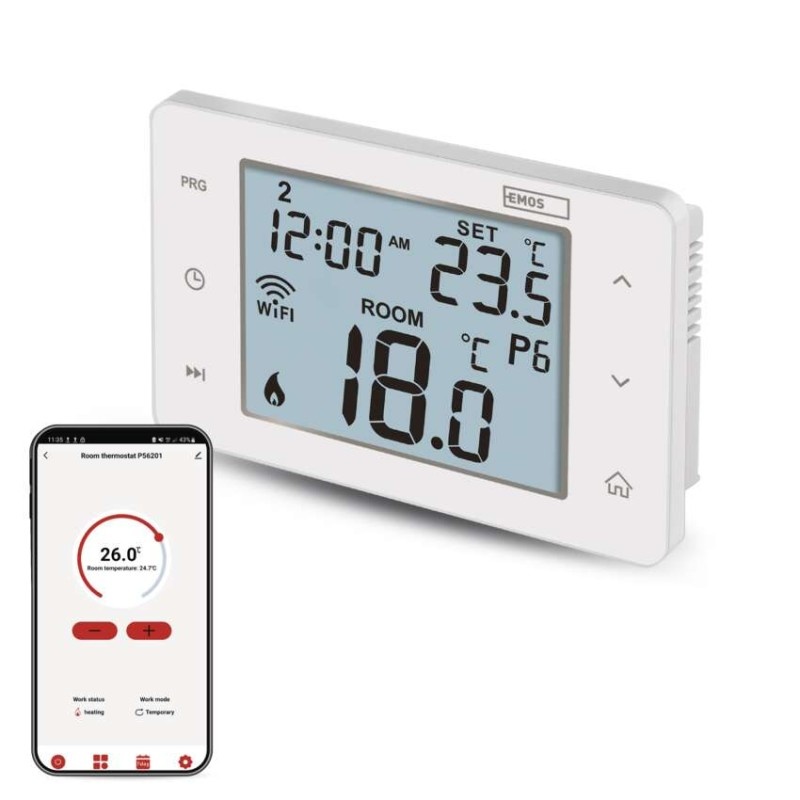 Inteligentny termostat pokojowy, przewodowy, GoSmart z WiFi, P56201