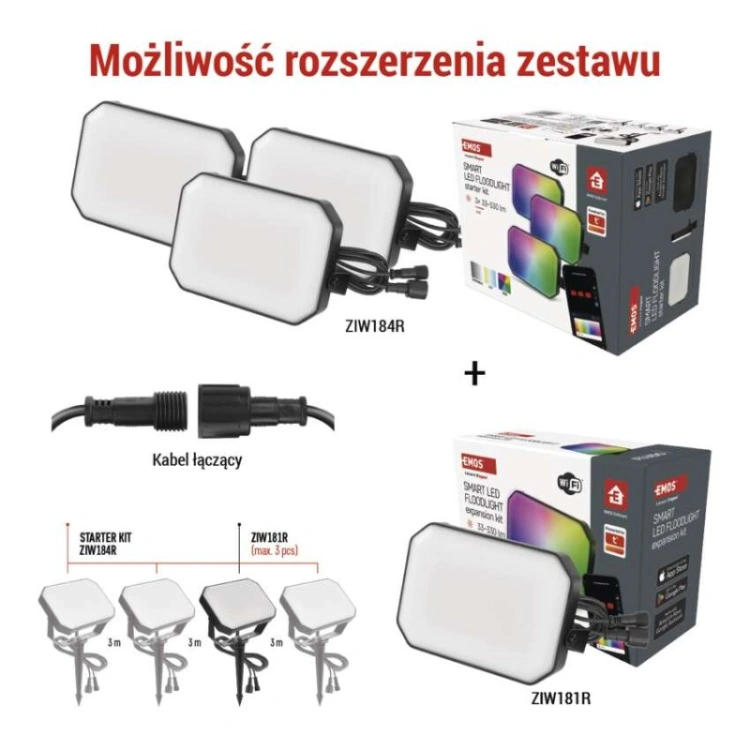 GoSmart Naświetlacz LED RGB IC + CCT, IP65, zestaw rozszerzający 1 szt., WiFi