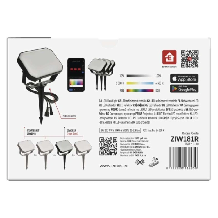 GoSmart Naświetlacz LED RGB IC + CCT, IP65, zestaw rozszerzający 1 szt., WiFi