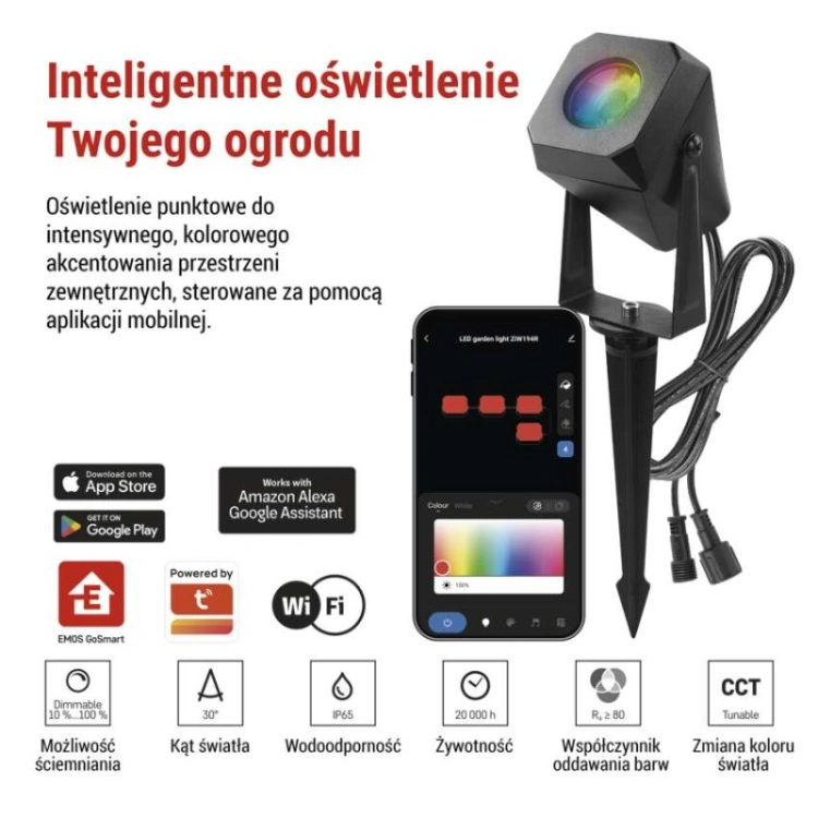 GoSmart Oświetlenie punktowe LED RGB IC + CCT, IP65, zestaw rozszerzający 1 szt., WiFi