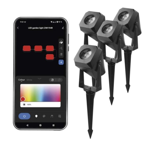 GoSmart Oświetlenie punktowe LED RGB IC + CCT, IP65, zestaw startowy 4 szt., WiFi