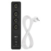 GoSmart Przedłużacz 2 m / 4 gniazda / z wyłącznikiem / z USB / biało-czarny / PVC / 1,5mm2