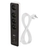 GoSmart Przedłużacz 2 m / 4 gniazda / z wyłącznikiem / z USB / biało-czarny / PVC / 1,5mm2