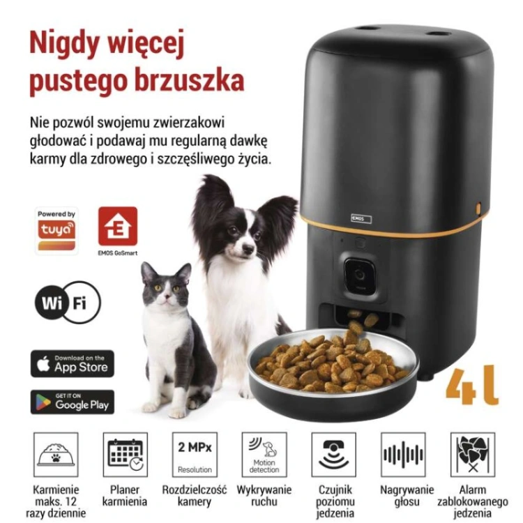 GoSmart Karmidło z kamerą PET CARE, 4 l, czarne, Wi-Fi