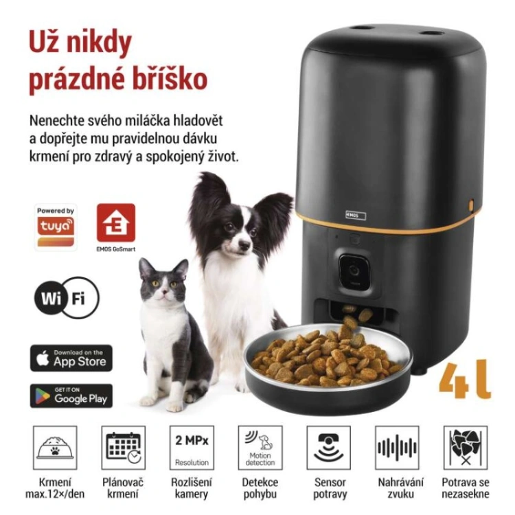 GoSmart Karmidło z kamerą PET CARE, 4 l, czarne, Wi-Fi