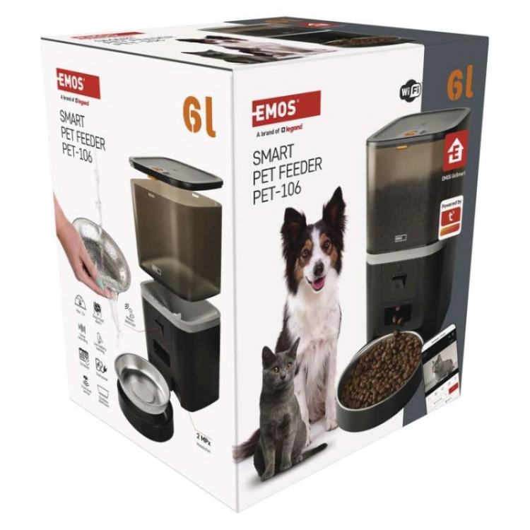 GoSmart Karmidło z kamerą PET CARE, 6 l, czarne, Wi-Fi