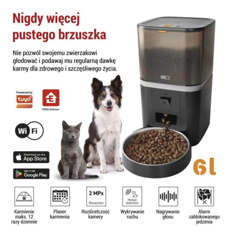 GoSmart Karmidło z kamerą PET CARE, 6 l, czarne, Wi-Fi