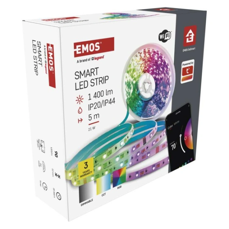 GoSmart Taśma LED 5m, 21W, 1400lm, RGB/CCT, WiFi