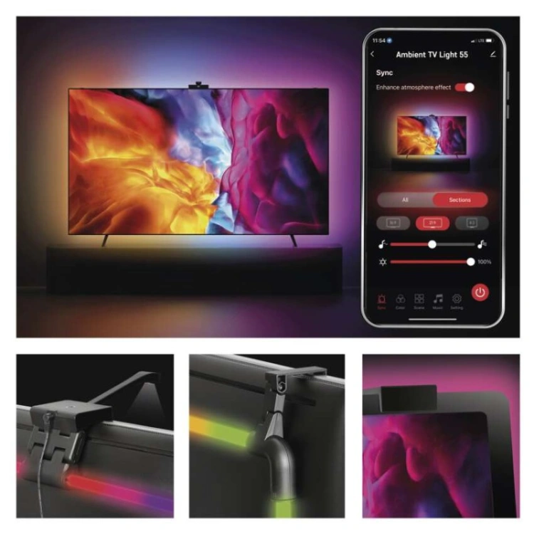 GoSmart Oświetlenie Ambilight LED RGB do TV 55'' (139 cm)