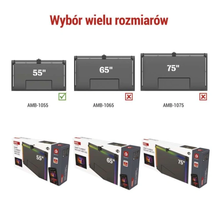 GoSmart Oświetlenie Ambilight LED RGB do TV 55'' (139 cm)