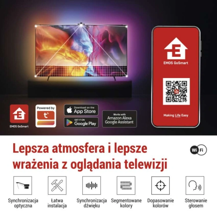 GoSmart Oświetlenie Ambilight LED RGB do TV 55'' (139 cm)