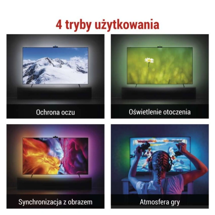 GoSmart  Oświetlenie Ambilight LED RGB do TV 75“ (189 cm)