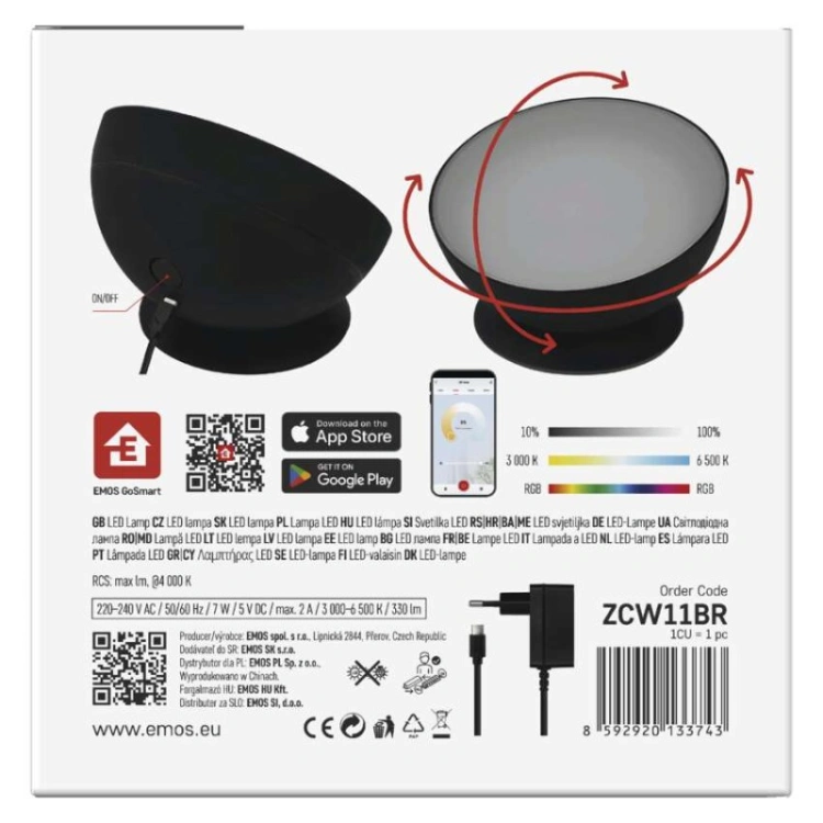 GoSmart Oprawa LED Ambilight, czarna, ciepła –zimna biel/ RGB, WiFi