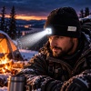 Moduł latarki LED zamontowany w czarnej czapce Eco Light