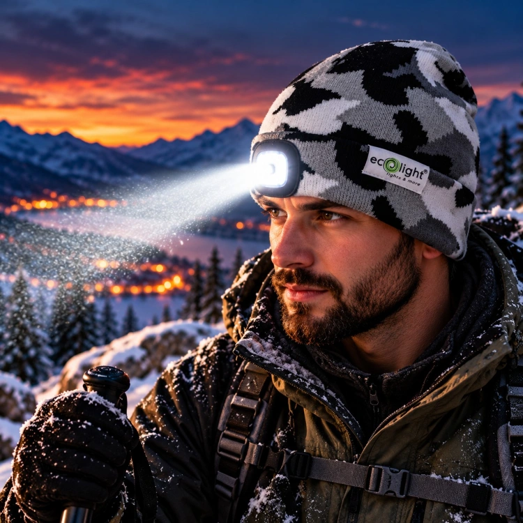 Moduł latarki LED w szarej czapce moro Eco Light