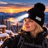 Czarna czapka zimowa z latarką LED Eco Light