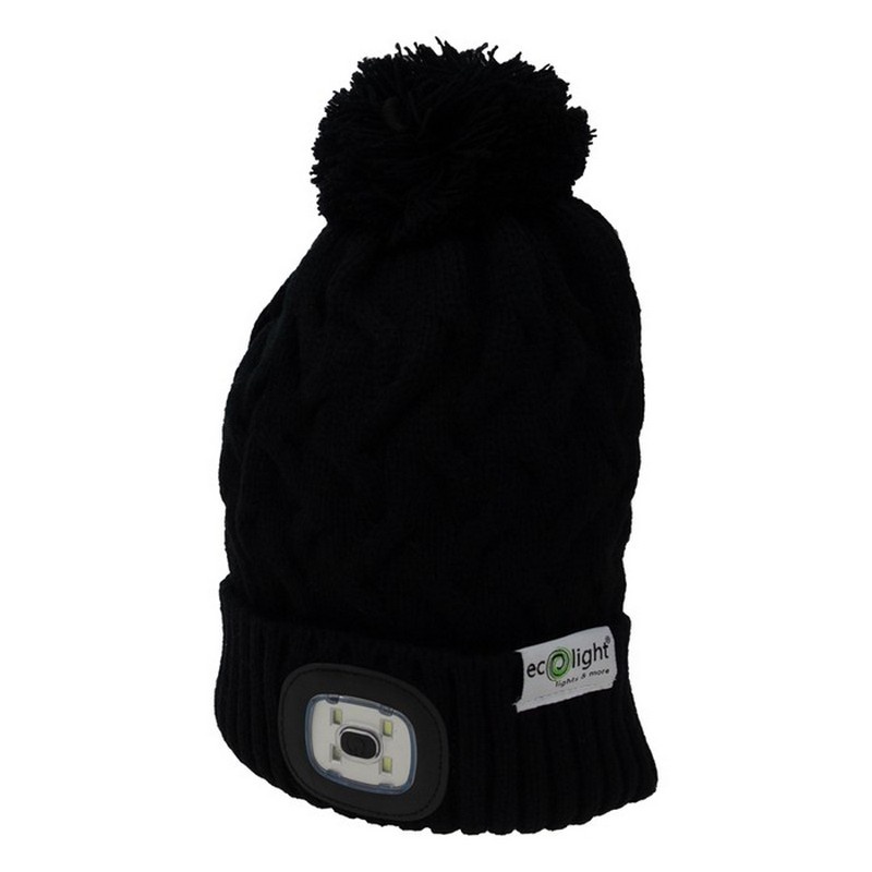 Czarna czapka Eco Light z modułem LED z przodu