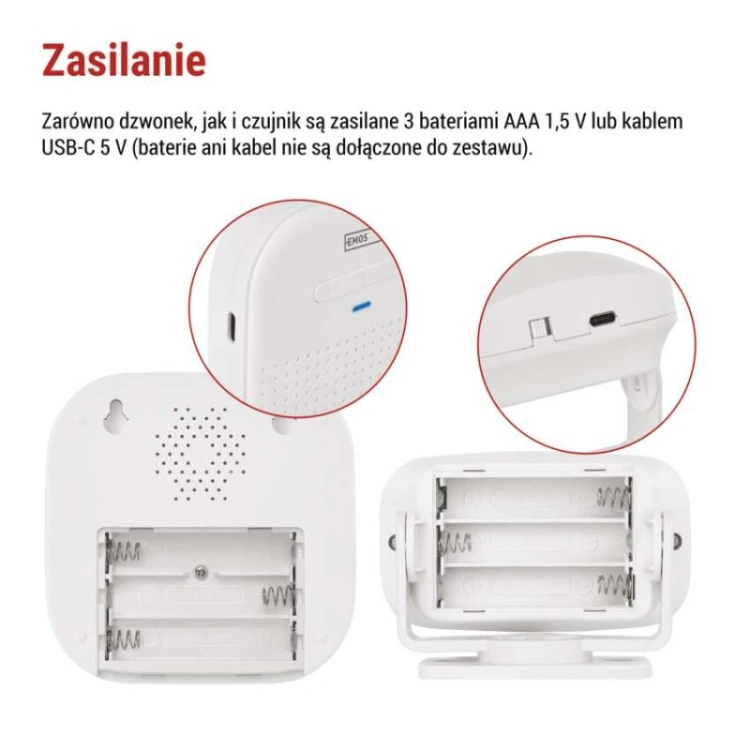 Dzwonek bezprzewodowy DC P57P02, 3× AAA