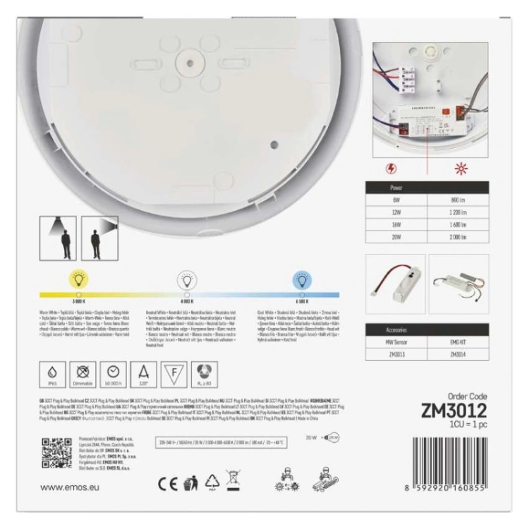 Oprawa LED FLERI, 20W regulowana CCT, IP65
