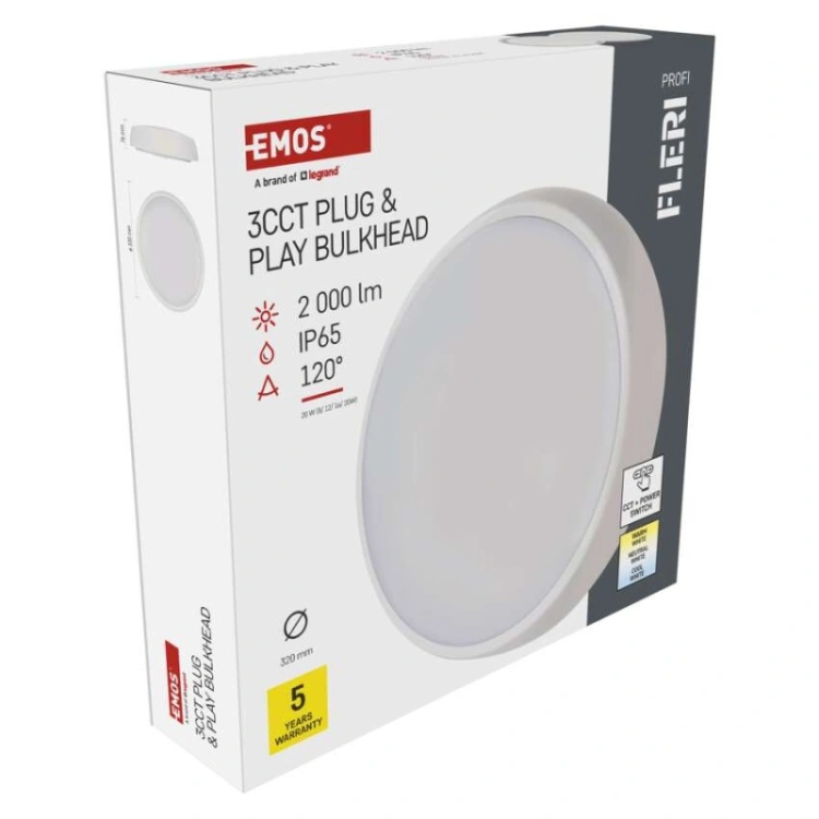 Oprawa LED FLERI, 20W regulowana CCT, IP65