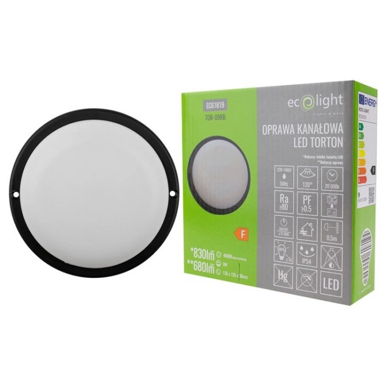 Czarna obudowa oprawy LED Torton TOR-09RB