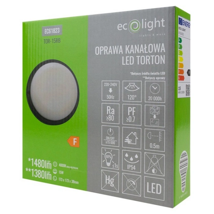 Czarna oprawa LED Torton 15 W z profilu