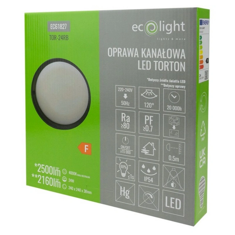 Czarna oprawa LED Torton TOR-24RB