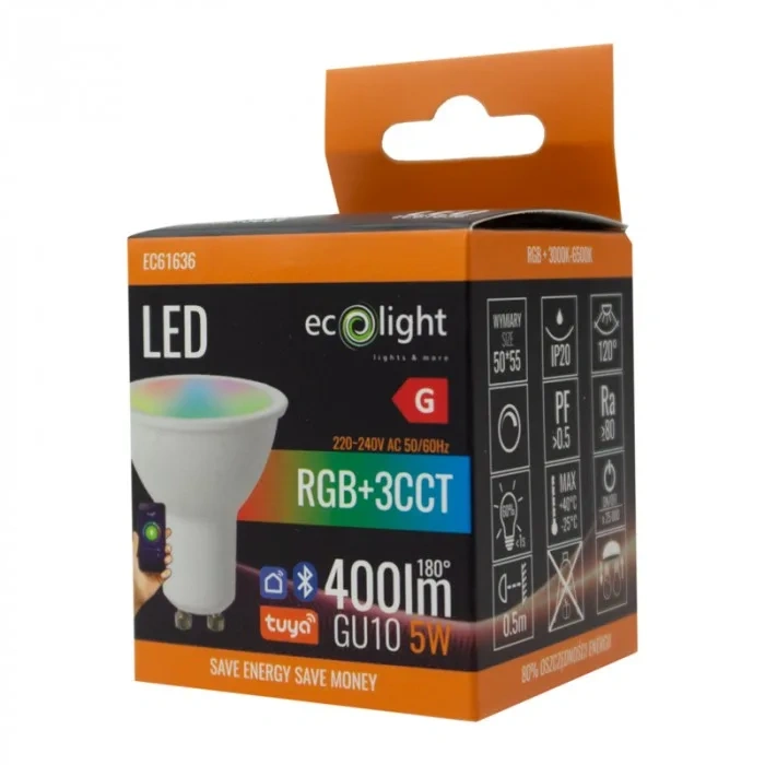 Inteligentna żarówka GU10 5W 400lm ECO LIGHT