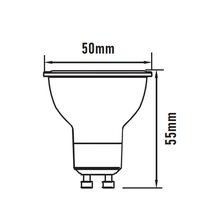 Wymiary żarówki ECO LIGHT GU10 50x55mm