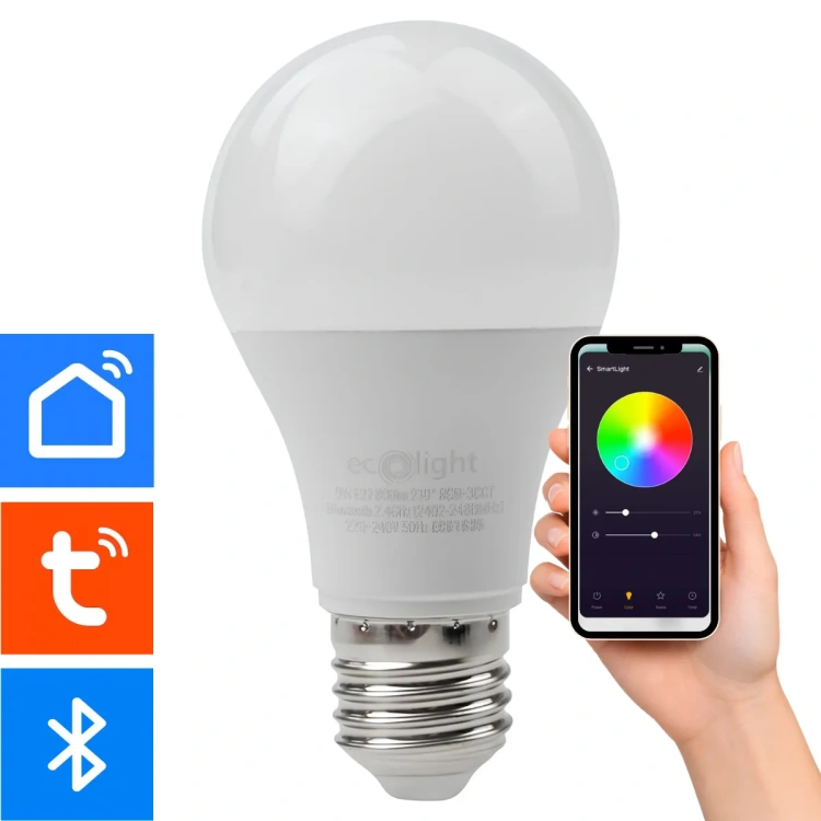 Żarówka LED A60 E27 9W RGB CCT Tuya Smart Bluetooth ECO LIGHT