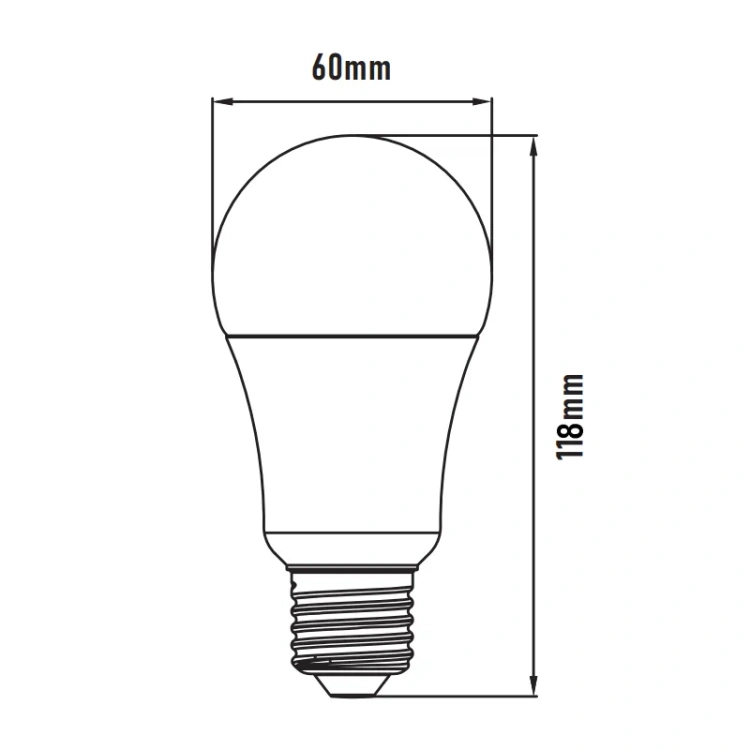 Wymiary żarówki ECO LIGHT E27 60x118mm