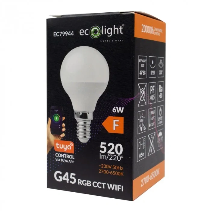 Inteligentna żarówka E14 GOLF BALL 6W 520lm ECO LIGHT
