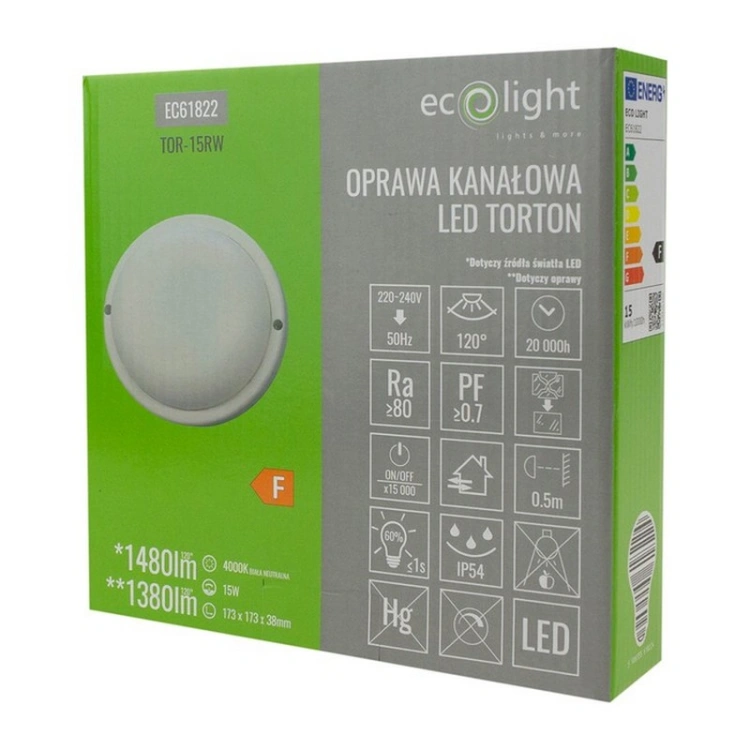 Oprawa LED Torton 15 W 1380 lm IP54 biała