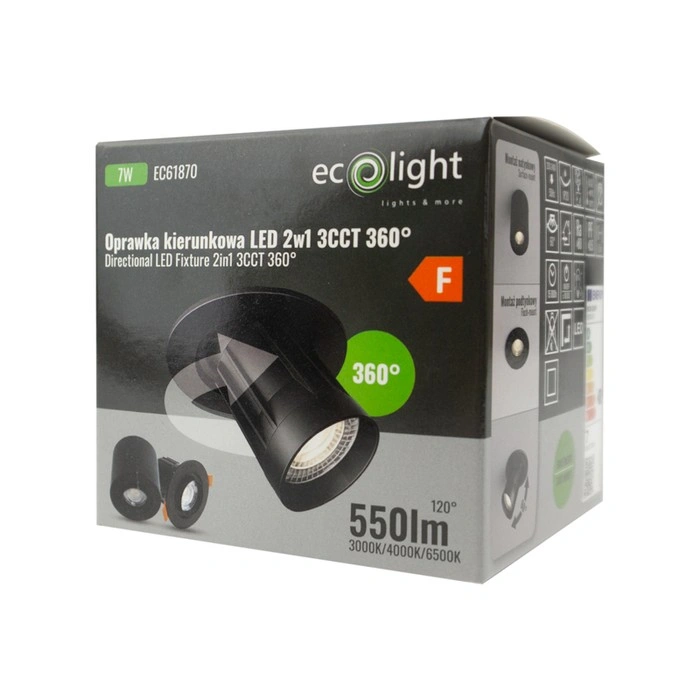 Oprawa LED 7 W 550 lm czarna
